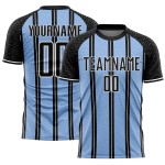 Soccer Jersey Uniform Light Line Blue-White Sublimation Black Custom