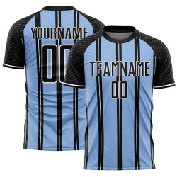Soccer Jersey Uniform Light Line Blue-White Sublimation Black Custom