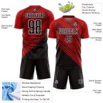 Uniform Soccer Red Diagonal Jersey Custom Black-White Sublimation Lines