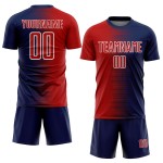 Sublimation Navy Soccer Line Custom Jersey Gradient Uniform Red-White