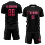 Neon Uniform Pink Sublimation Black Custom Soccer Jersey