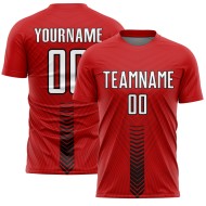 Custom Shapes Jersey Red Uniform Arrow Sublimation Soccer White-Black