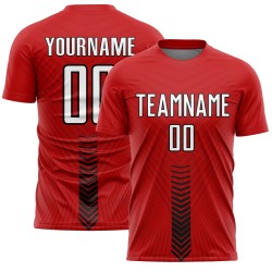 Custom Shapes Jersey Red Uniform Arrow Sublimation Soccer White-Black