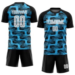 Uniform Line Soccer Blue Custom Sublimation Jersey White-Sky Black