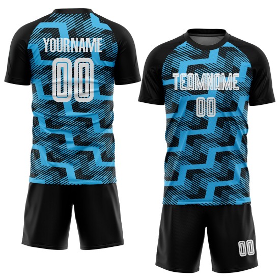 Uniform Line Soccer Blue Custom Sublimation Jersey White-Sky Black