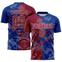 Soccer Jersey Maroon-Royal Sublimation Custom Uniform Graffiti Scratch Pattern