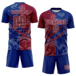 Soccer Jersey Maroon-Royal Sublimation Custom Uniform Graffiti Scratch Pattern