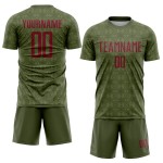Soccer Shapes To Olive Custom Crimson Jersey Geometric Uniform Sublimation Service Salute Soccer Shapes To Olive Custom Crimson Jersey Geometric Uniform Sublimation Service Salute