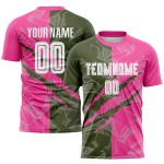 Scratch Pattern Soccer Uniform Graffiti Jersey Sublimation Custom Olive-Pink