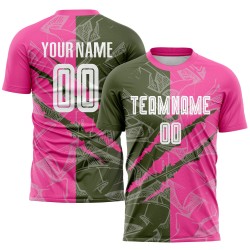 Scratch Pattern Soccer Uniform Graffiti Jersey Sublimation Custom Olive-Pink