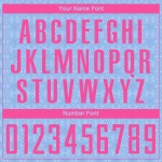 Custom Sublimation Pink Jersey Light Soccer Uniform Geometric Blue Shapes