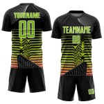 Sublimation Green-White Custom Lines Black Soccer Uniform Jersey Neon