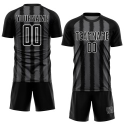 Black Jersey Uniform Line Sublimation Steel Custom Gray-White Soccer
