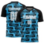 Uniform Line Soccer Blue Custom Sublimation Jersey White-Sky Black