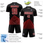 Uniform Jersey Lines Red-White Soccer Black Sublimation Custom