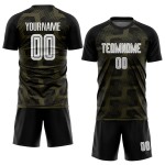 Uniform Line Custom Soccer Sublimation Jersey Black White-Olive Uniform Line Custom Soccer Sublimation Jersey Black White-Olive