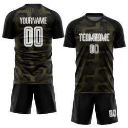 Uniform Line Custom Soccer Sublimation Jersey Black White-Olive