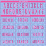 Custom Sublimation Pink Jersey Light Soccer Uniform Geometric Blue Shapes