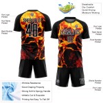 Black Jersey Uniform Custom Sublimation Gold-White Soccer Flame