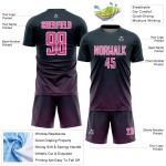 Lines Jersey Sublimation Navy Soccer Custom Pink-White Uniform