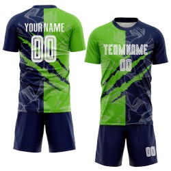 Pattern Jersey Custom Aurora Green-Navy Sublimation Soccer Scratch Graffiti Uniform