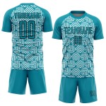 Geometric Abstract Uniform Black Jersey Teal Sublimation Soccer Custom Shapes