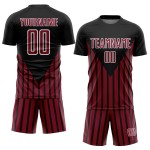 Uniform Jersey Soccer Sublimation Black Crimson-White Lines Custom