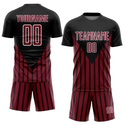 Uniform Jersey Soccer Sublimation Black Crimson-White Lines Custom Uniform Jersey Soccer Sublimation Black Crimson-White Lines Custom