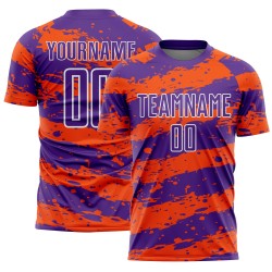 Splash Custom Sublimation Soccer Orange-White Jersey Uniform Purple