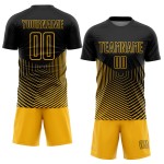 Sublimation Black Lines Uniform Gold Geometric Jersey Soccer Custom