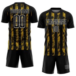 Uniform Sublimation Jersey Black Line Yellow-White Custom Soccer