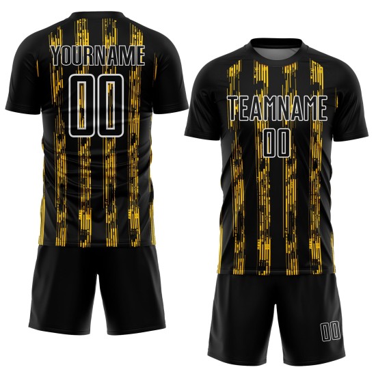 Uniform Sublimation Jersey Black Line Yellow-White Custom Soccer