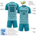 Geometric Abstract Uniform Black Jersey Teal Sublimation Soccer Custom Shapes