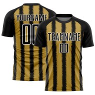 Custom Jersey Soccer Line Gold-White Black Uniform Sublimation Old