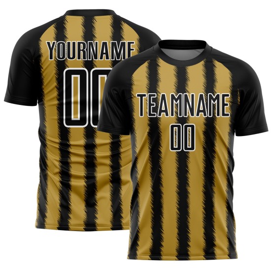 Custom Jersey Soccer Line Gold-White Black Uniform Sublimation Old
