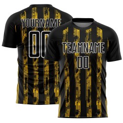 Uniform Sublimation Jersey Black Line Yellow-White Custom Soccer