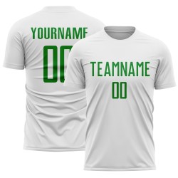 White Green Uniform Sublimation Custom Soccer Jersey Grass