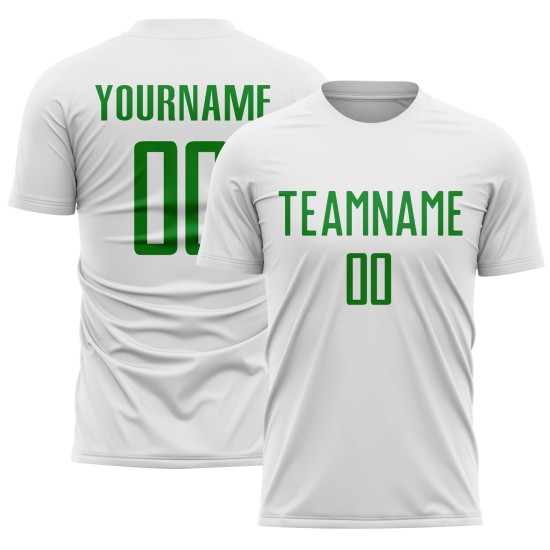 White Green Uniform Sublimation Custom Soccer Jersey Grass