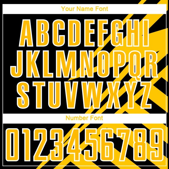 Jersey Uniform Sublimation Gold-White Lines Black Soccer Custom