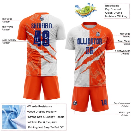 Pattern Uniform Sublimation Soccer Graffiti Royal-Orange Jersey Scratch Custom