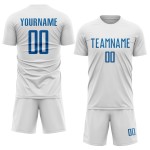 Soccer White Custom Uniform Blue Jersey Sublimation