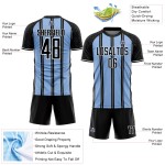Soccer Jersey Uniform Light Line Blue-White Sublimation Black Custom