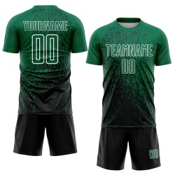 Sublimation Green Soccer Black-White Jersey Abstract Art Kelly Uniform Custom Fragment