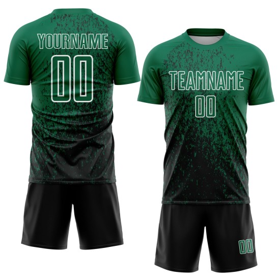 Sublimation Green Soccer Black-White Jersey Abstract Art Kelly Uniform Custom Fragment
