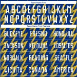 White-Yellow Royal Zigzag Soccer Jersey Custom Uniform Shape Sublimation White-Yellow Royal Zigzag Soccer Jersey Custom Uniform Shape Sublimation