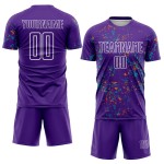 Uniform Sublimation Abstract Fragment Soccer Art Orange-Teal Bay Purple Custom Jersey