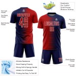 Sublimation Navy Soccer Line Custom Jersey Gradient Uniform Red-White