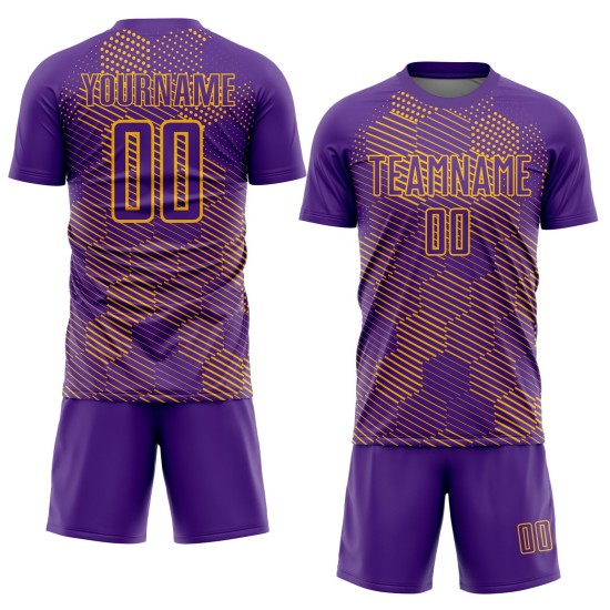 Purple Hexagon Uniform Gold Abstract Jersey Sublimation Soccer Custom