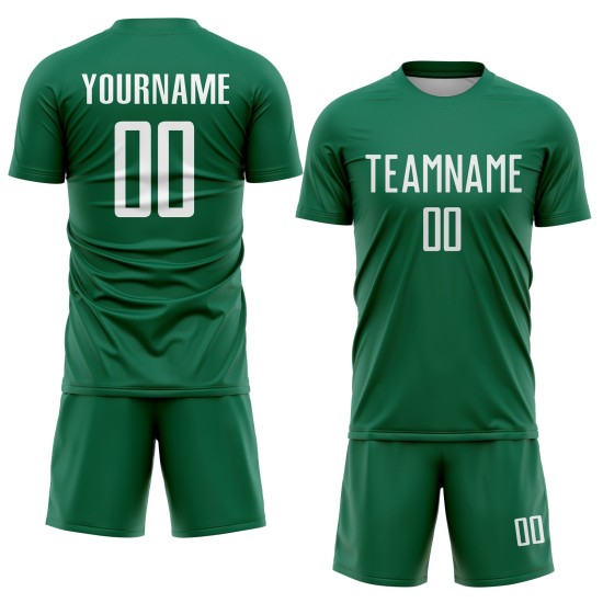 White Uniform Sublimation Jersey Kelly Custom Green Soccer