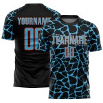Network Splash Abstract Uniform Blue-Orange Custom Black Soccer Jersey Sky Sublimation